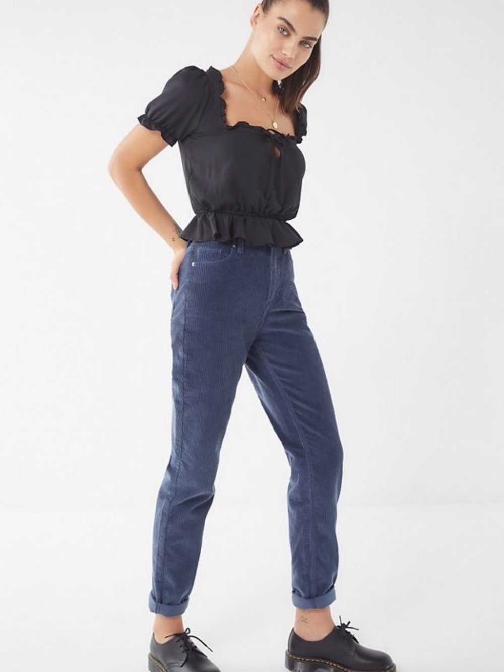 BDG Urban Outfitters High Rise Corduroy Mom Pants Blue Size 27